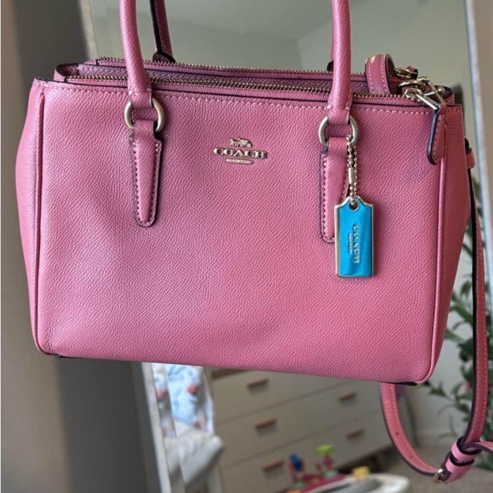 Coach Pink Satchel with Blue Tag